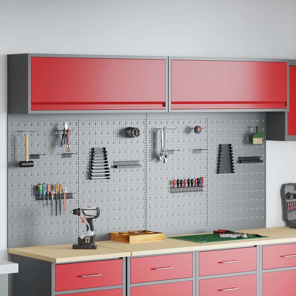 vidaXL Tool Cabinet Set with Shelf 6 pcs Red Powder-Coated Steel