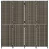 vidaXL Room Divider 4 Panels Grey Poly Rattan