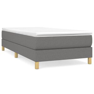 vidaXL Box Spring Bed Frame Dark Grey Single Fabric