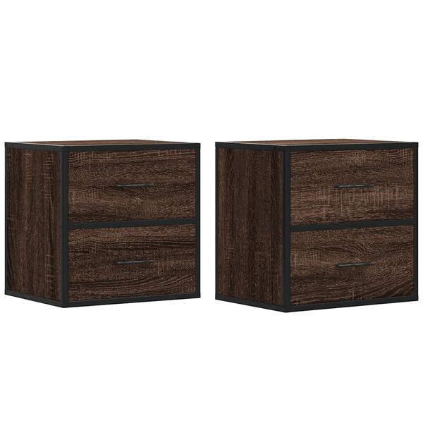 vidaXL Wall-mounted Bedside Cabinets 2 pcs Brown Oak 40x31x39.5 cm
