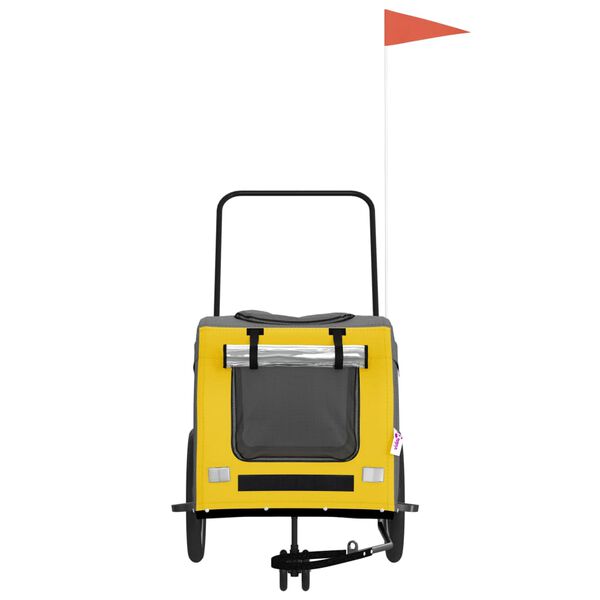 vidaXL Pet Bike Trailer Yellow and Grey Oxford Fabric and Iron