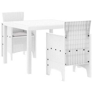 vidaXL Garden Dining Set 3 pcs White Polt rattan