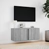 vidaXL TV Wall Cabinet with LED Lights Grey Sonoma 80x31x35 cm