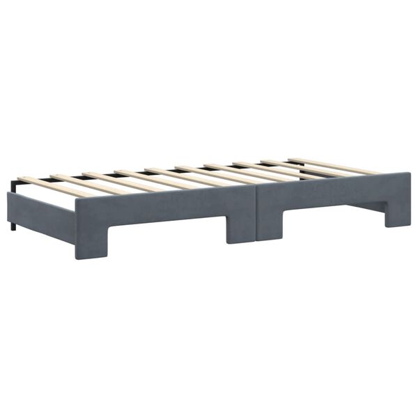 vidaXL Daybed with Trundle and Mattresses Dark Grey 90x190 cm Velvet