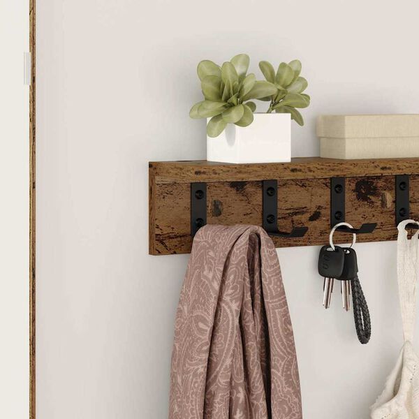 vidaXL Wall-Mounted Coat Rack Old Wood 40 x 10.5 x 10.5 cm
