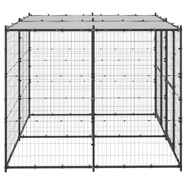 vidaXL Outdoor Dog Kennel Steel with Roof 4.84 m&sup2;