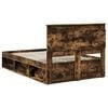 vidaXL Bed Frame with Drawer Smoked Oak 120 x 190 cm Solid Pine Wood
