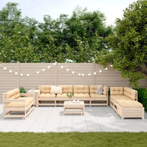 vidaXL 11 Piece Garden Sofa Set Solid Wood Pine