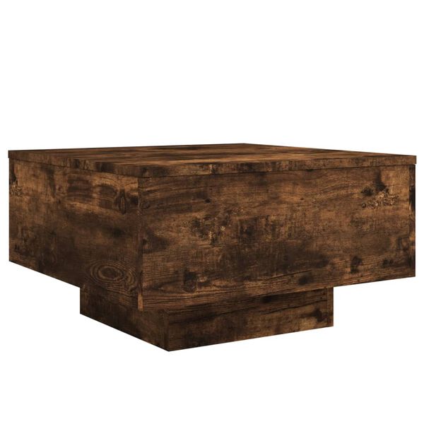 vidaXL Coffee Table with LED Lights Smoked Oak 55x55x31 cm
