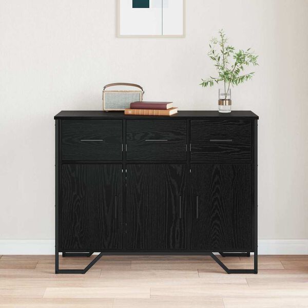 vidaXL Sideboard with Drawer Black Oak 97 x 32.5 x 74.5 cm