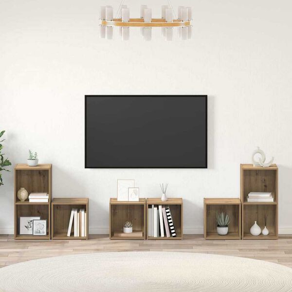 vidaXL TV Cabinet Set Wall-mounted 6 pcs Artisan Oak Engineered Wood