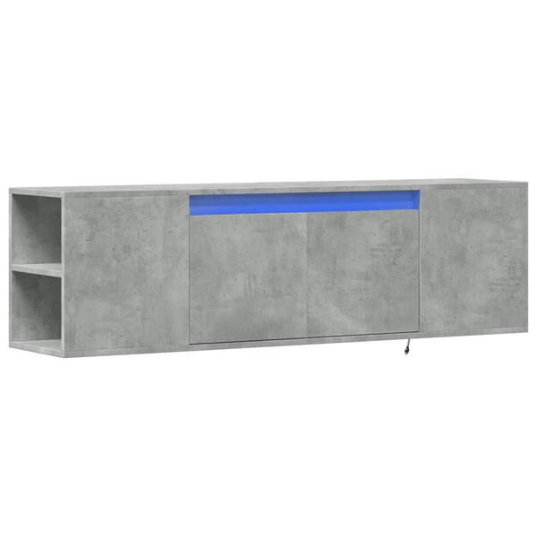 vidaXL TV Wall Cabinet with LED Lights Concrete Grey 135x31x39.5 cm