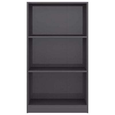 vidaXL 3-Tier Book Cabinet High Gloss Grey 60x24x109 cm Engineered Wood