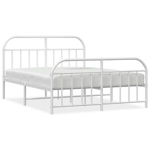vidaXL Metal Bed Frame without Mattress with Footboard White 140x190cm