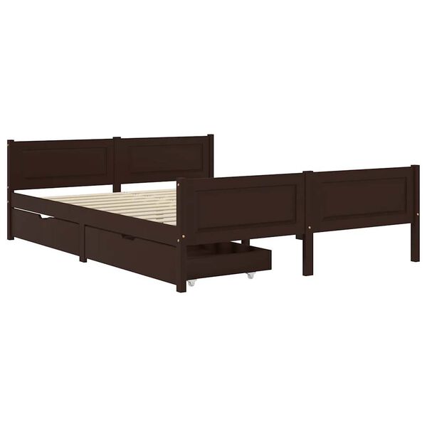 vidaXL Bed Frame without Mattress Dark Brown 140x200 cm Solid Wood