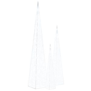 vidaXL Acrylic Decorative LED Light Cone Set Cold White 60/90/120cm