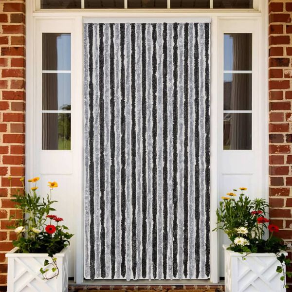 vidaXL Fly Curtain Grey and Black 100x230 cm Chenille