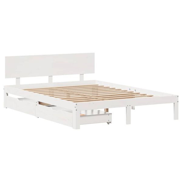 vidaXL Bed Frame with Drawers without Mattress White 120x190 cm Small Double
