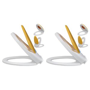 vidaXL Toilet Seats with Soft Close Lids 2 pcs Plastic White and Yellow