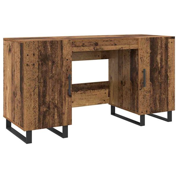 vidaXL Desk with Shelf Old wood 140 x 50 x 75 cm Engineered wood