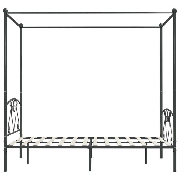vidaXL Canopy Bed Frame without Mattress Grey Metal 160x200 cm