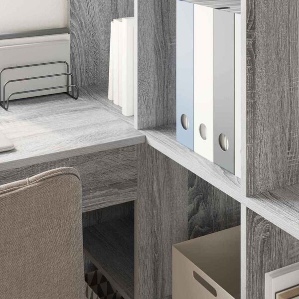 vidaXL Corner Desk with Shelf Grey Sonoma 101.5 x 149.5 x 149.5 cm