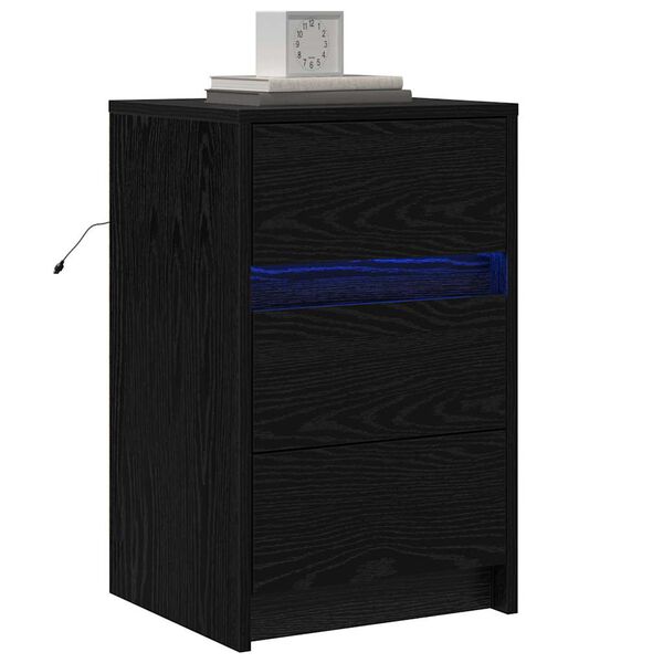 vidaXL Bedside Cabinet Black Oak 38 x 34 x 61 cm Engineered wood