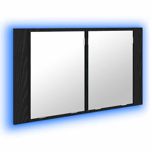 vidaXL Bathroom Mirror Cabinet Black Oak 80 x 12 x 45 cm