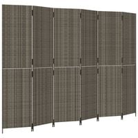 vidaXL Room Divider 6 Panels Grey Poly Rattan