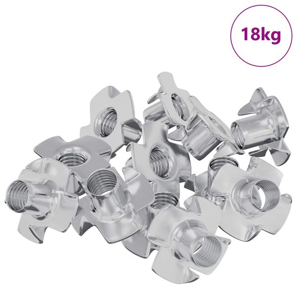 vidaXL Pronged T-nut 7200 pcs Silver M6 mm Steel