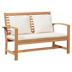 vidaXL Bench Brown and Cream 110 x 66 x 76 cm Solid Teak Wood