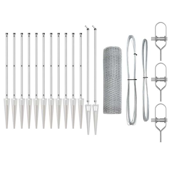 vidaXL Fence with Posts Silver 0.8 x 25 m PVC-coated steel