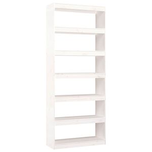 vidaXL Book Cabinet/Room Divider White 80x30x199,5 cm Solid Wood Pine