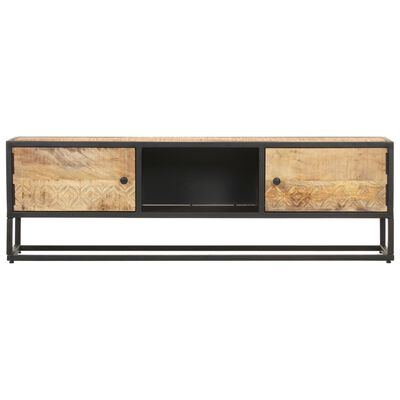 vidaXL TV Cabinet with Carved Door 130x30x40 cm Rough Mango Wood