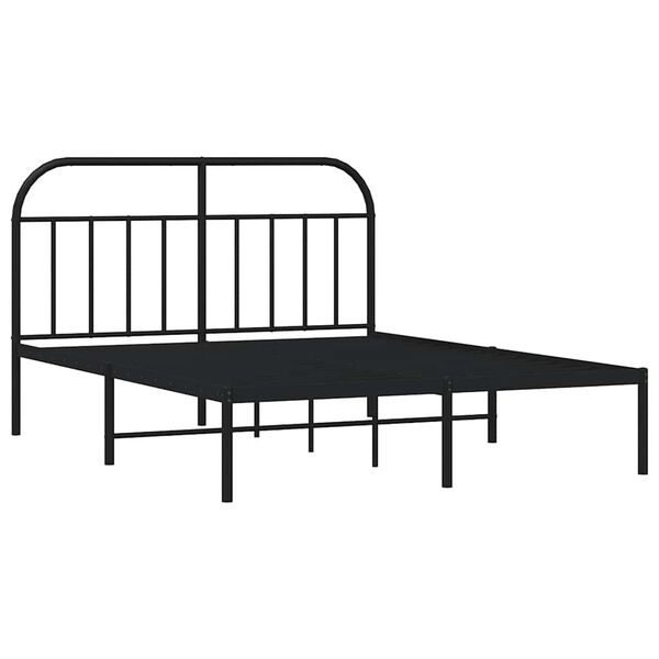 vidaXL Metal Bed Frame without Mattress with Headboard Black 150x200cm