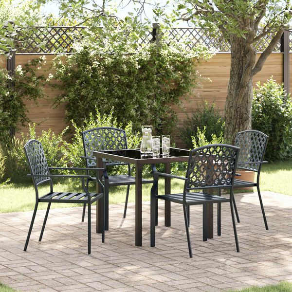 vidaXL Garden Dining Set 5 pcs Anthracite Powder-Coated Steel