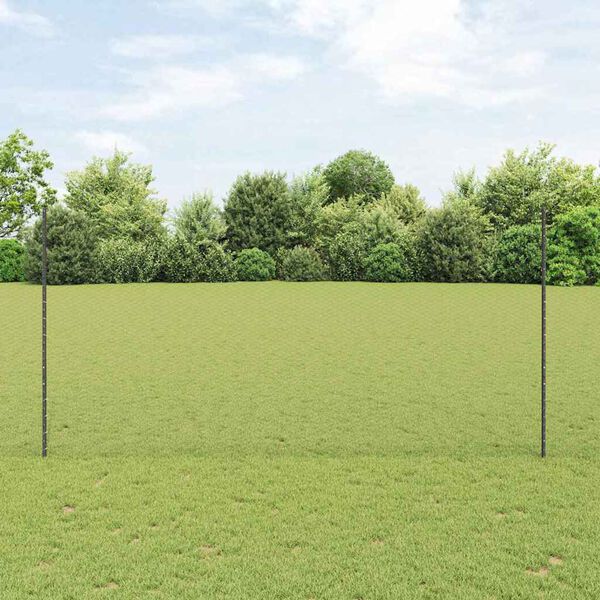 vidaXL Fence with Post Grey 1.6 x 100 m Steel and PVC