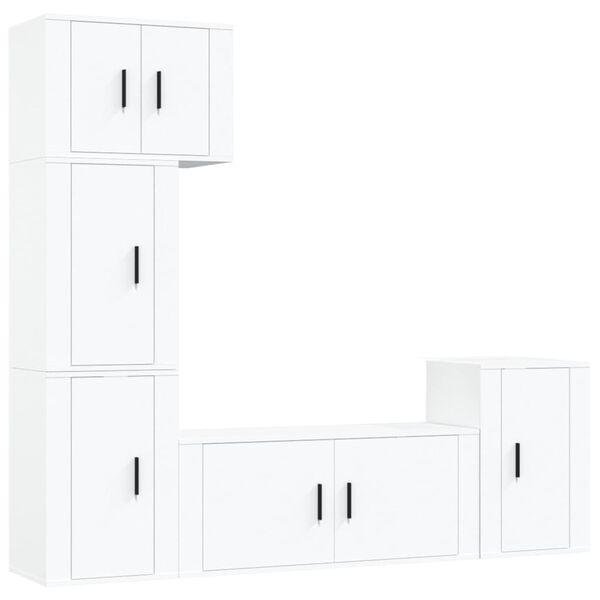 vidaXL 5 Piece TV Cabinet Set White Engineered Wood