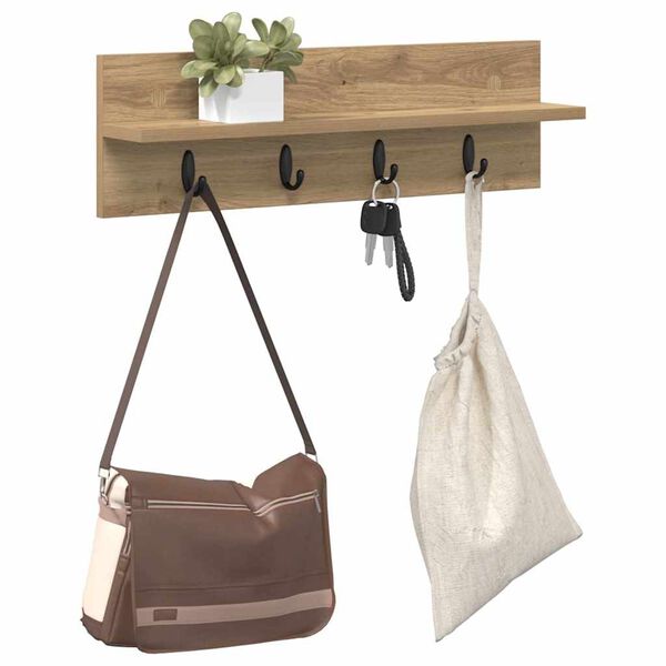 vidaXL Wall-Mounted Coat Rack Artisan Oak 60 x 10.5 x 18 cm