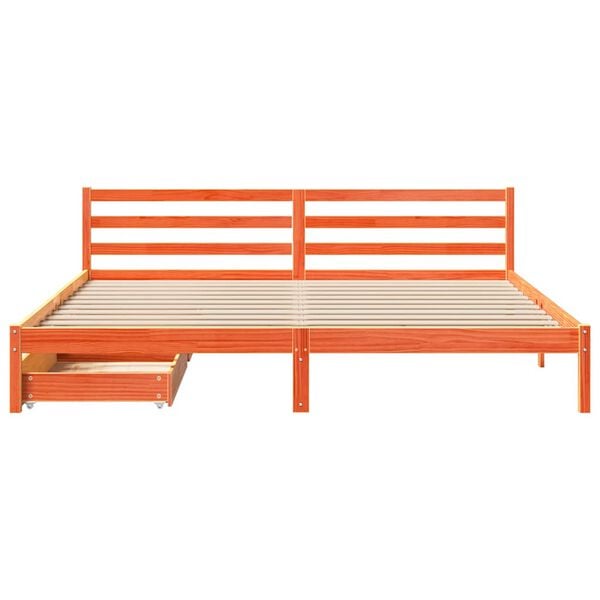 vidaXL Bed Frame without Mattress Wax Brown 180x200 cm Super King Solid Wood Pine
