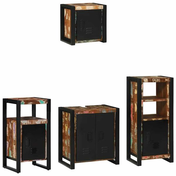 vidaXL Bathroom Furniture Set with Drawer 4 pcs Solid Reclaim Wood