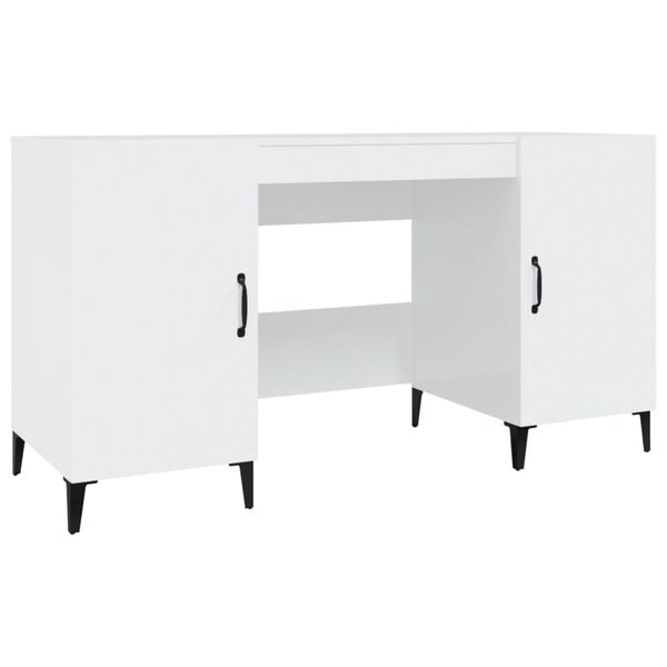 vidaXL Desk High Gloss White 140x50x75 cm Engineered Wood