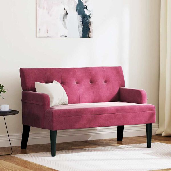 vidaXL Bench Wine Red 112 x 65.5 x 75 cm Velvet