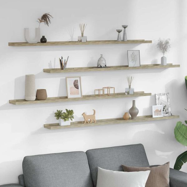 vidaXL Wall Shelves 4 pcs Sonoma Oak 115x9x3 cm