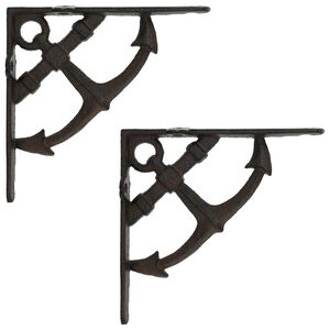 vidaXL Wall Shelf Brackets 2 pcs Antique Brown 10 x 10 x 3 cm Steel
