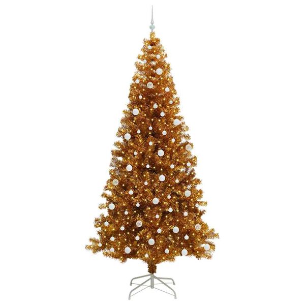 vidaXL Christmas Tree with 300 LEDs with Stand Gold 240 cm PET