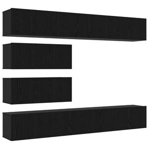 vidaXL TV Cabinet Set Wall-mounted 4 pcs Black Oak Engineered Wood