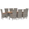 vidaXL 9 Piece Garden Dining Set Grey Poly Rattan&Solid Wood Acacia