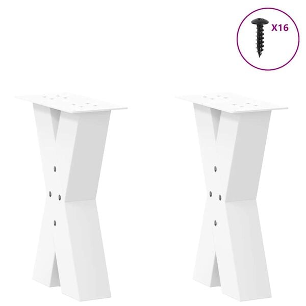 vidaXL Coffee Table Legs X-Shaped 2 pcs White 28x(42-43) cm Steel