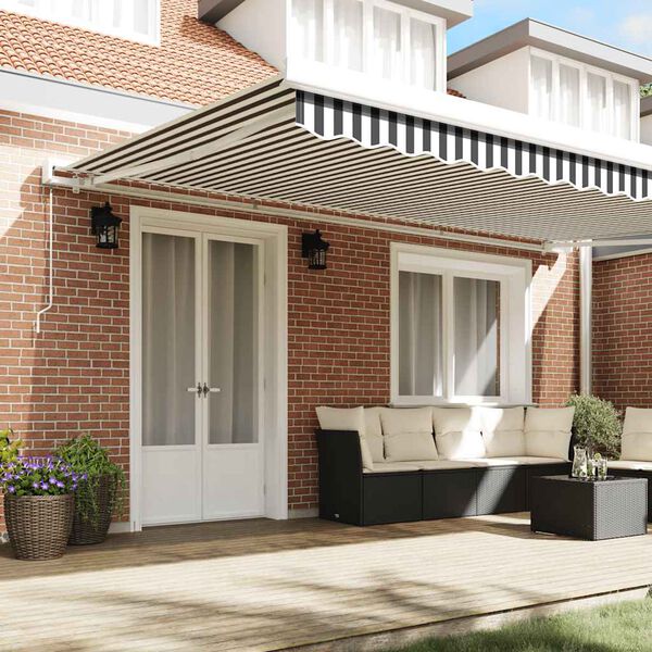 vidaXL Retractable Awning Anthracite and White 5x3 m Fabric&Aluminium